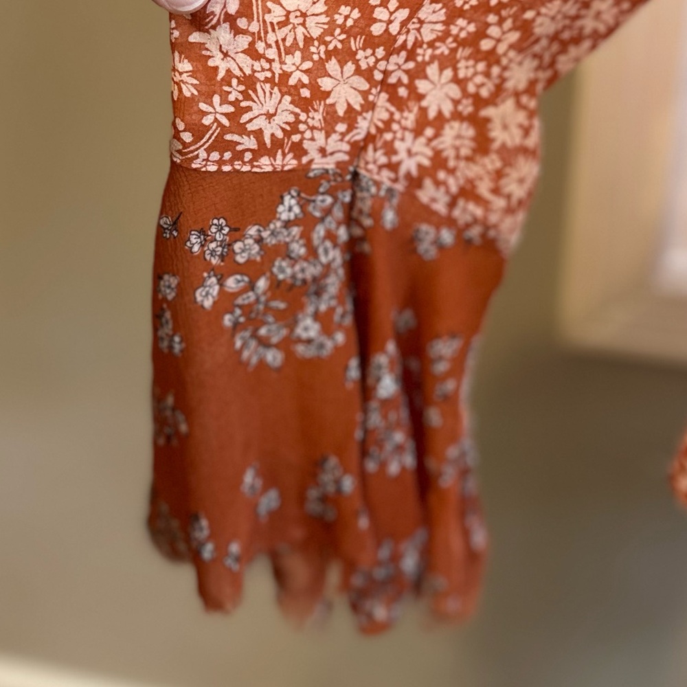 Free People Serena Blouse rust floral print Large - Picture 2 of 9